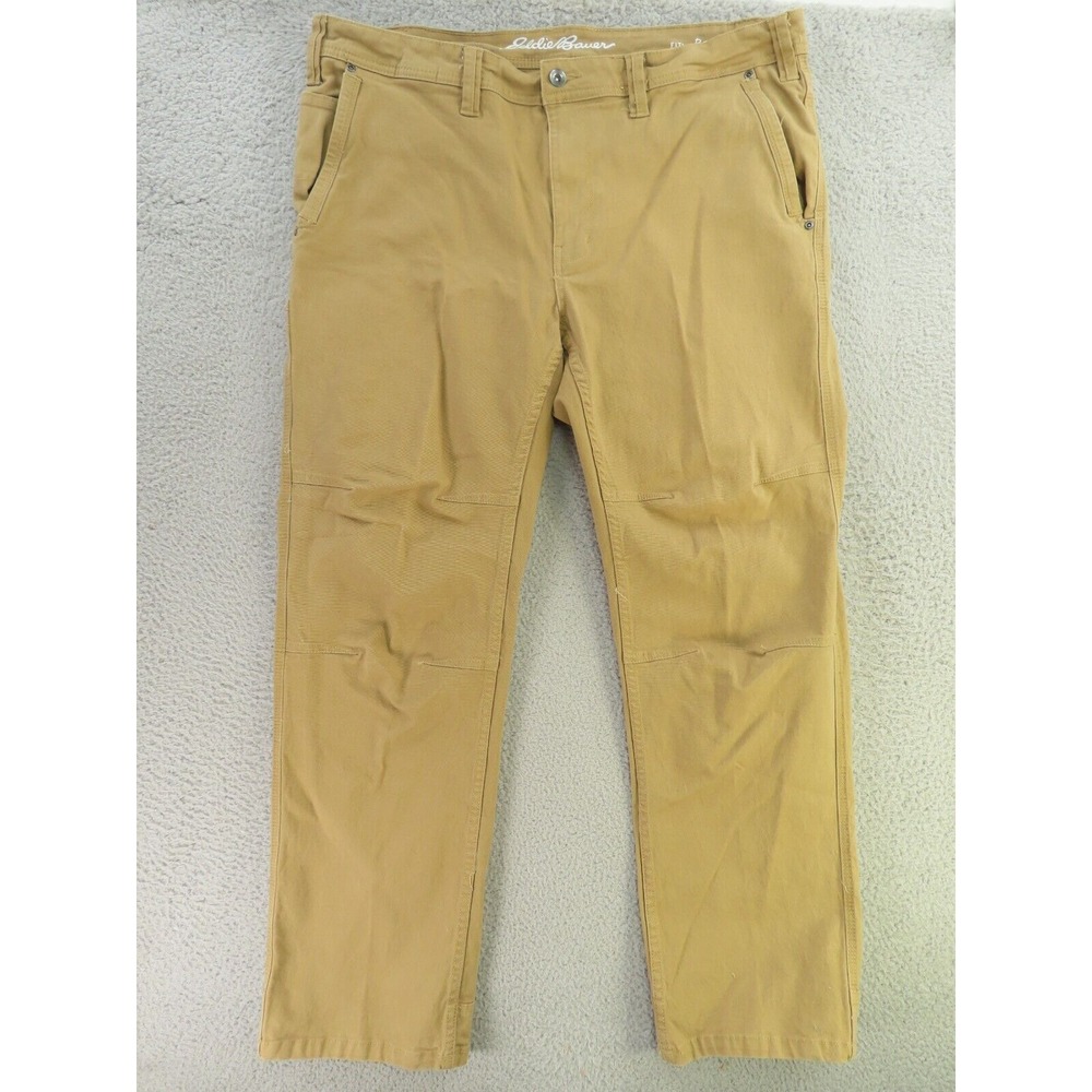 Eddie Bauer Pants 38x31 Brown Canvas Workwear Knee Reinforced Relaxed Baggy - Picture 1 of 12